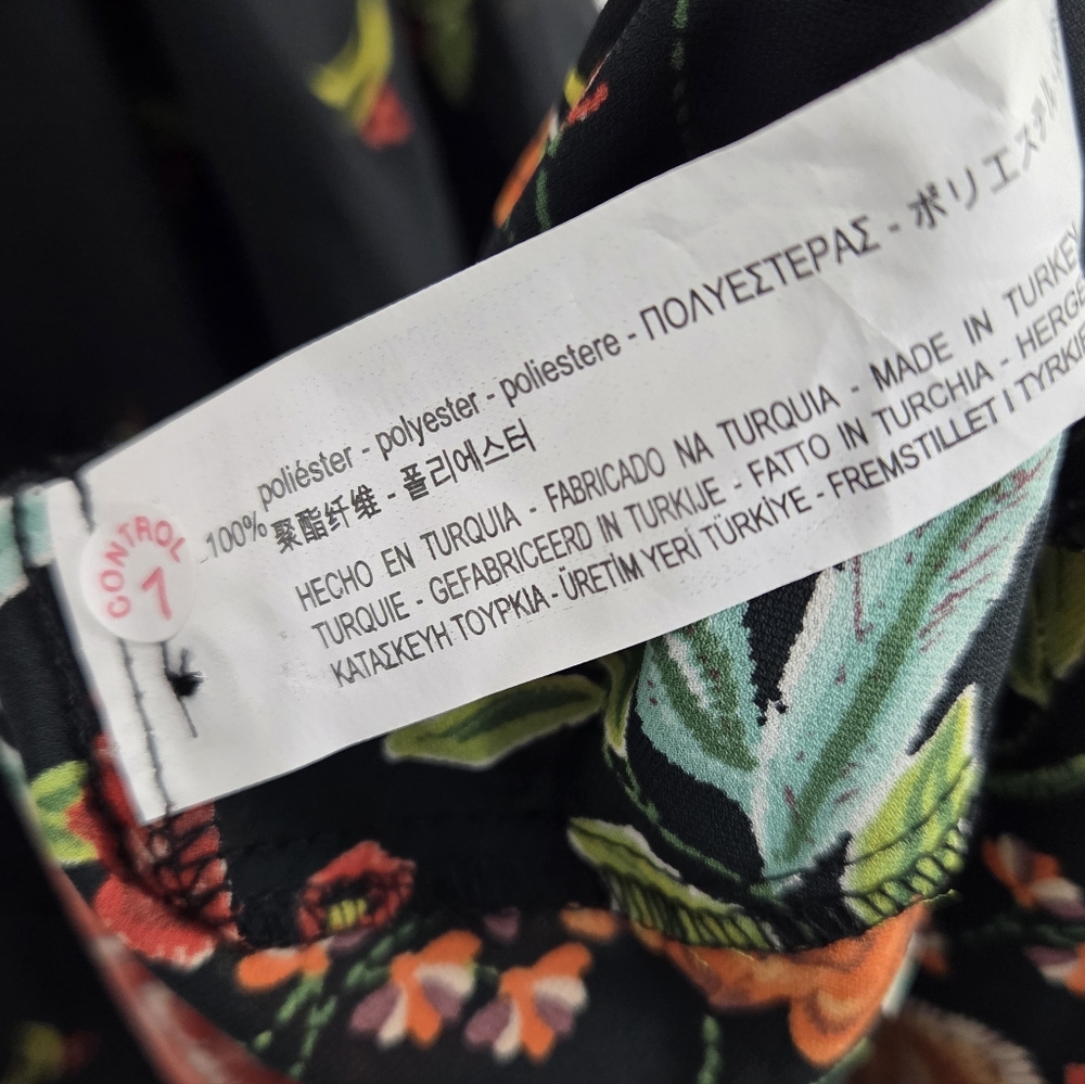 NWT ZARA Floral Print V-Neck Button-Up Short Dolman Sleeve Maxi Dress Size XL - Picture 8 of 10